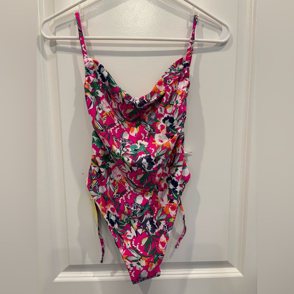 Maaji Brittany One Piece Reversible Floral Pink and Green Swimsuit. NWT